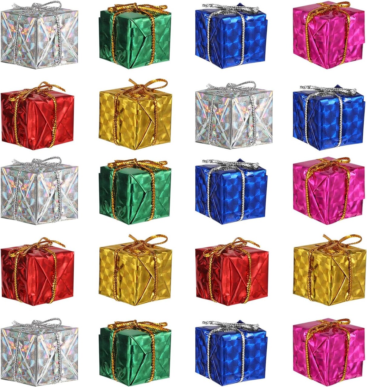 24pcs Christmas Tree Small Gift Boxes Hanging Decorations Ornaments Party Favors (Random Color)
